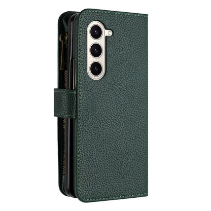 BINFEN COLOR For Samsung Galaxy Z Fold6 5G Case PU Leather Litchi Texture Zipper Phone Cover