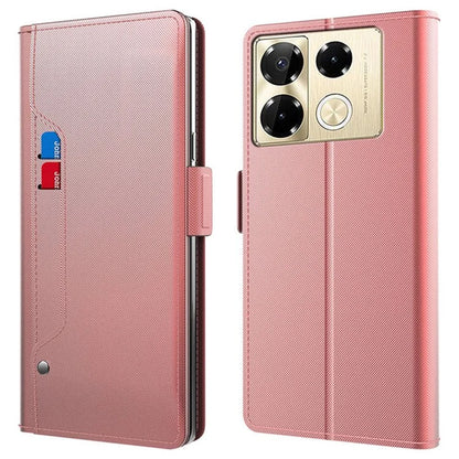 For Infinix Note 40 Pro+ Case PU Leather Stand Phone Cover with Mirror Function