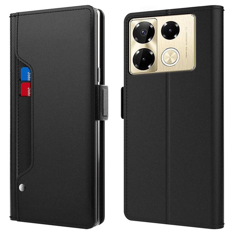 For Infinix Note 40 Pro+ Case PU Leather Stand Phone Cover with Mirror Function
