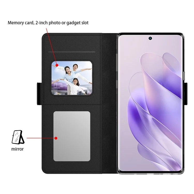 For Infinix Note 40 Pro+ Case PU Leather Stand Phone Cover with Mirror Function