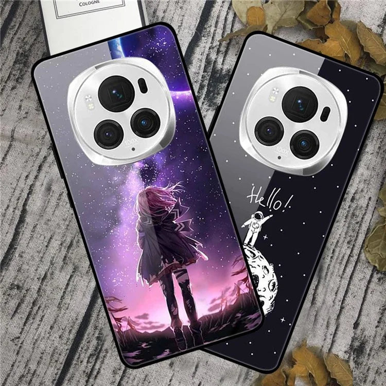 For Honor Magic6 Pro 5G Case Pattern Print PC+Tempered Glass+TPU Slim Phone Cover