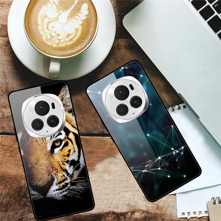 For Honor Magic6 Pro 5G Case Pattern Print PC+Tempered Glass+TPU Slim Phone Cover