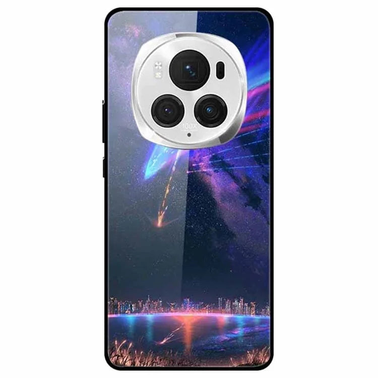 For Honor Magic6 Pro 5G Case Pattern Print PC+Tempered Glass+TPU Slim Phone Cover