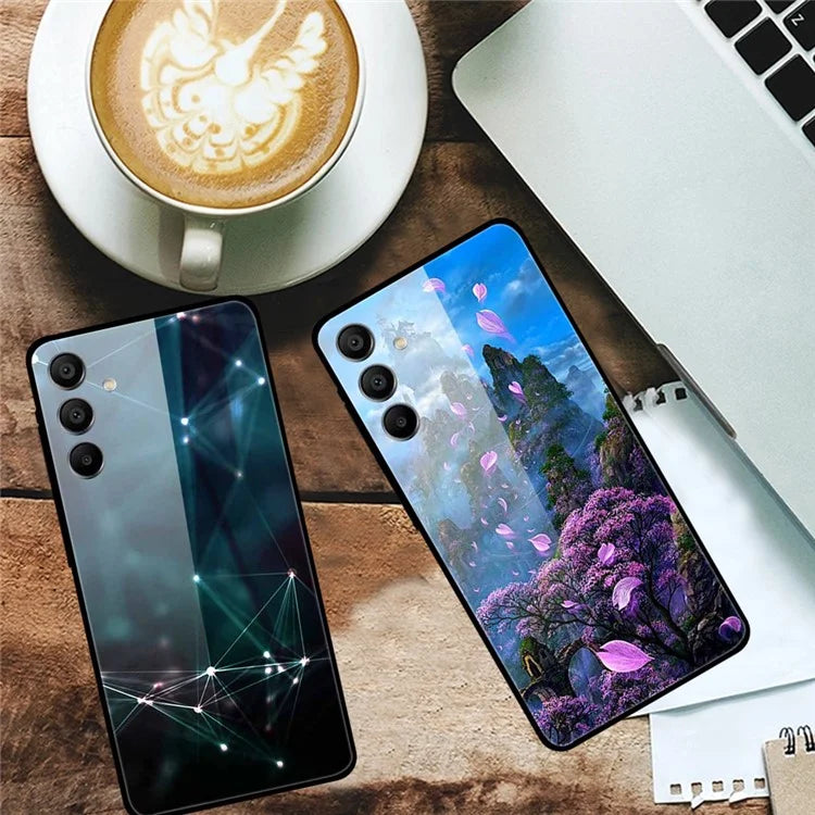 For Samsung Galaxy A15 4G / 5G Case Pattern Design Protective Tempered Glass Phone Cover