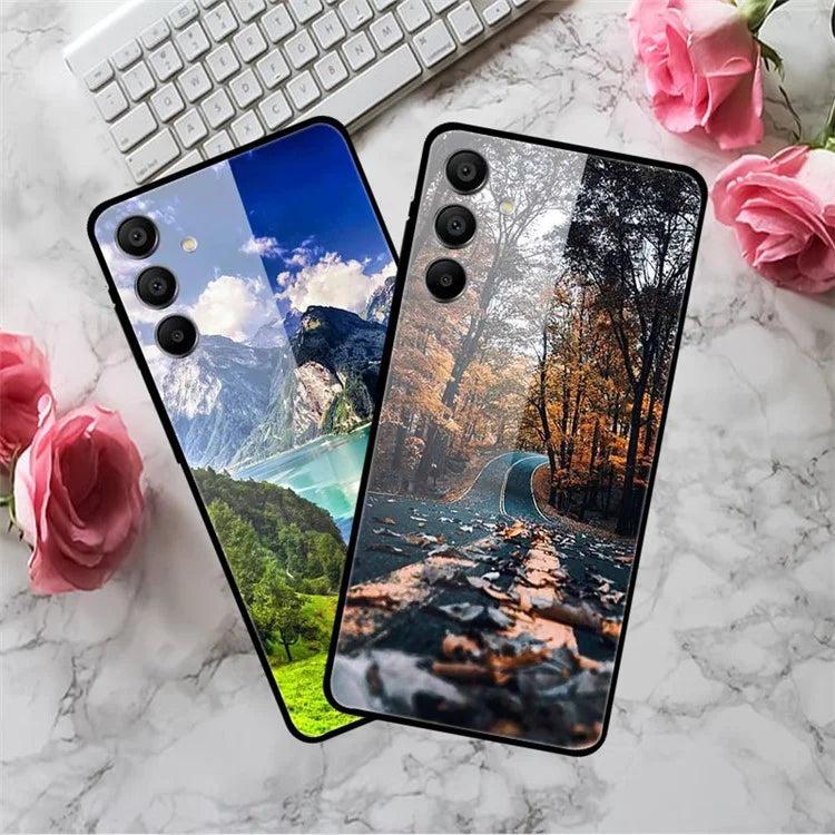 For Samsung Galaxy A15 4G / 5G Case Pattern Design Protective Tempered Glass Phone Cover