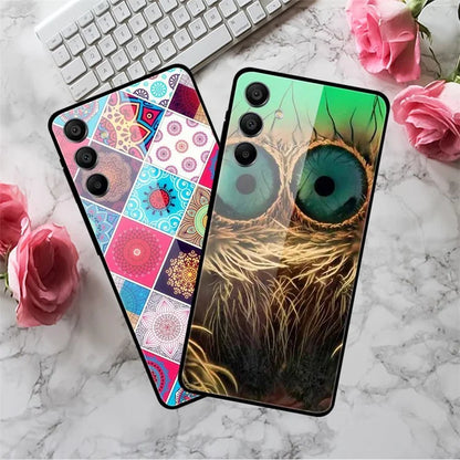 For Samsung Galaxy A15 4G / 5G Case Anti-Drop Pattern Tempered Glass Phone Cover / Earth