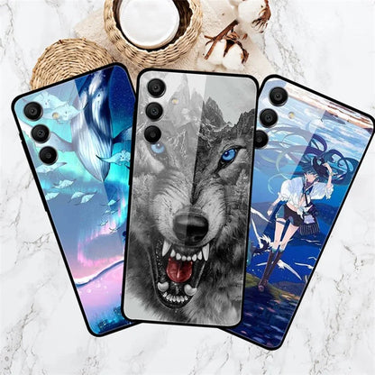 For Samsung Galaxy A15 4G / 5G Case Anti-Drop Pattern Tempered Glass Phone Cover / Earth