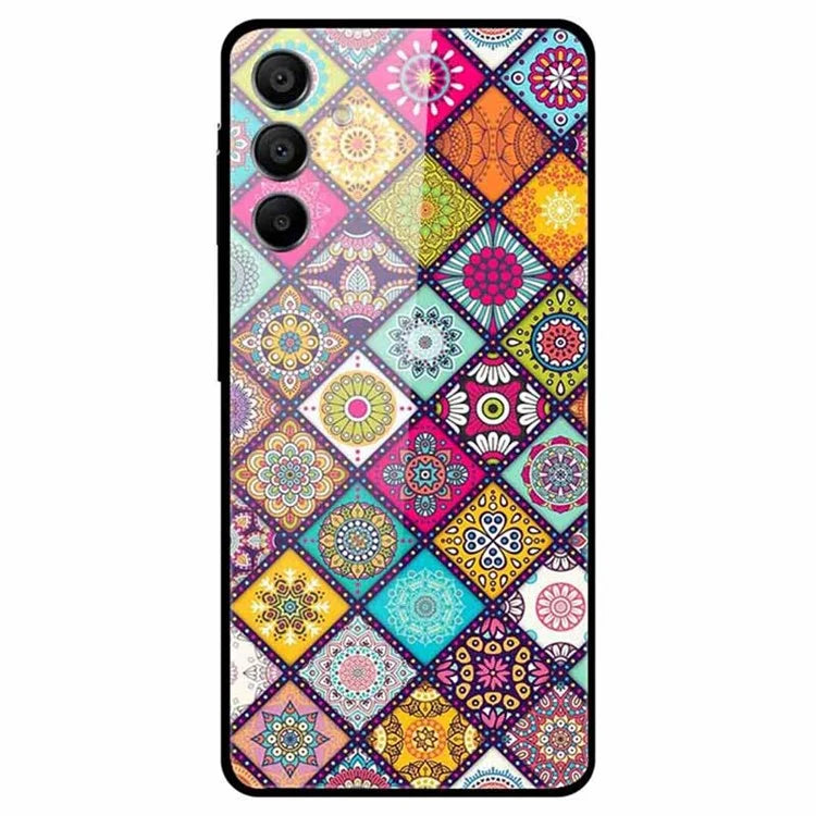 For Samsung Galaxy A15 4G / 5G Case Anti-Drop Pattern Tempered Glass Phone Cover