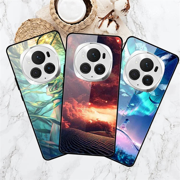 For Honor Magic6 Pro 5G Case Pattern Printing Tempered Glass Phone Cover