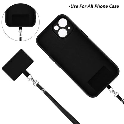 WANLONFENG RB1 Series For iPhone 15 Plus Cases TPU Slim Phone Case with Screen Film, Lanyard