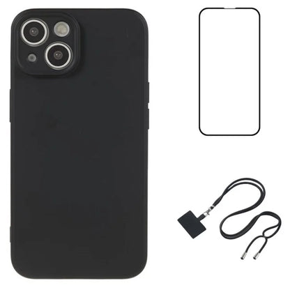 WANLONFENG RB1 Series For iPhone 13 TPU Case+Screen Film+Lanyard 3-in-1 Set