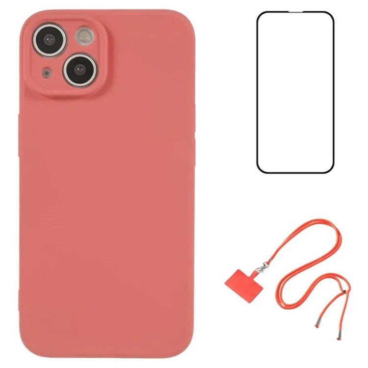 WANLONFENG RB1 Series For iPhone 13 TPU Case+Screen Film+Lanyard 3-in-1 Set