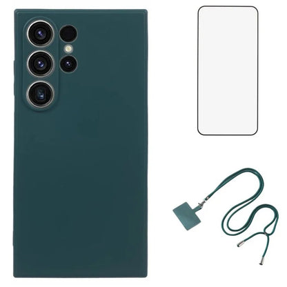 WANLONFENG RB1 Series For Samsung Galaxy S24 Ultra TPU Phone Case with Screen Protector+Lanyard