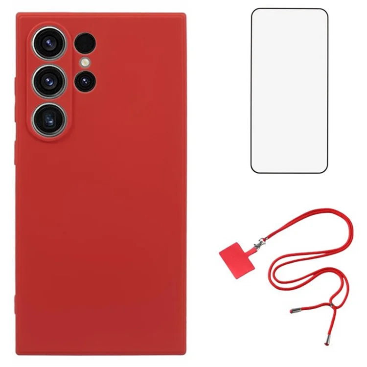 WANLONFENG RB1 Series For Samsung Galaxy S24 Ultra TPU Phone Case with Screen Protector+Lanyard