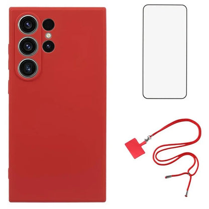 WANLONFENG RB1 Series For Samsung Galaxy S24 Ultra TPU Phone Case with Screen Protector+Lanyard