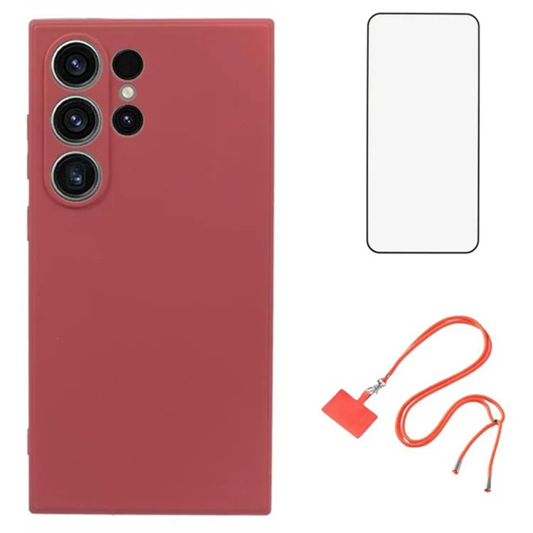 WANLONFENG RB1 Series For Samsung Galaxy S24 Ultra TPU Phone Case with Screen Protector+Lanyard