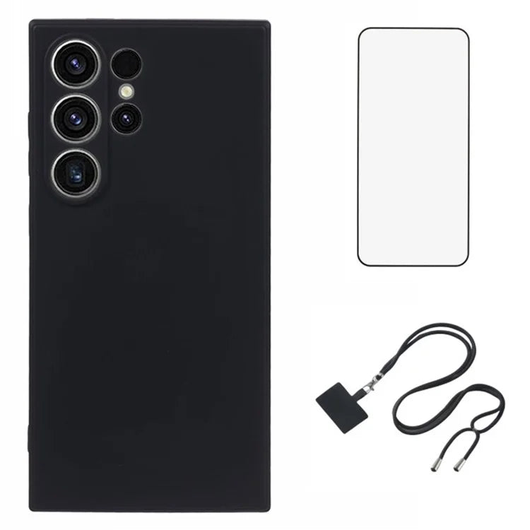 WANLONFENG RB1 Series For Samsung Galaxy S24 Ultra TPU Phone Case with Screen Protector+Lanyard