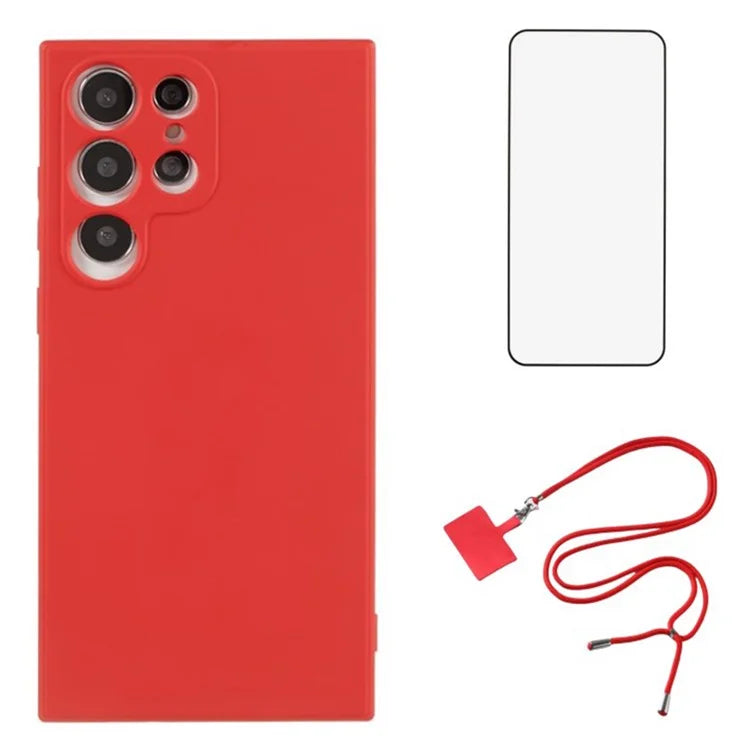 WANLONFENG RB1 Series For Samsung Galaxy S22 Ultra 5G Cases TPU Phone Cover with Screen Film, Lanyard