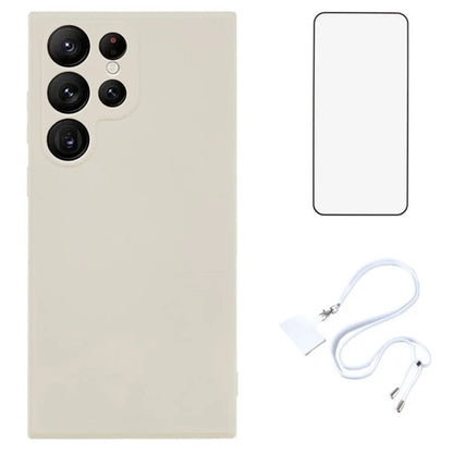 WANLONFENG RB1 Series For Samsung Galaxy S22 Ultra 5G Cases TPU Phone Cover with Screen Film, Lanyard