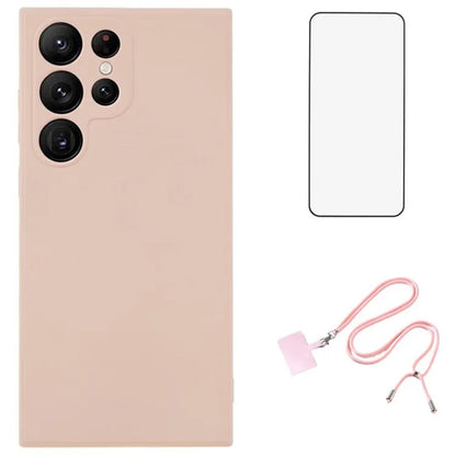 WANLONFENG RB1 Series For Samsung Galaxy S22 Ultra 5G Cases TPU Phone Cover with Screen Film, Lanyard