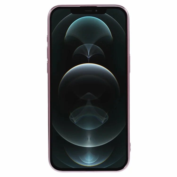 For iPhone 12 Pro TPU Case Electroplating Protective Phone Cover with Heart Chain Strap