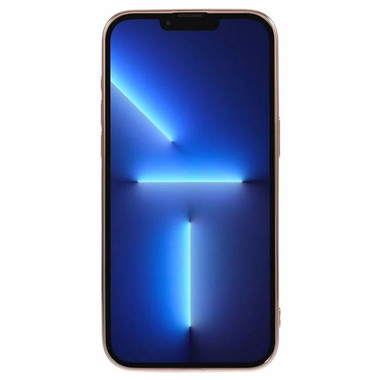 For iPhone 13 Pro Case Electroplating Edge Heart Pattern TPU Phone Cover with Strap