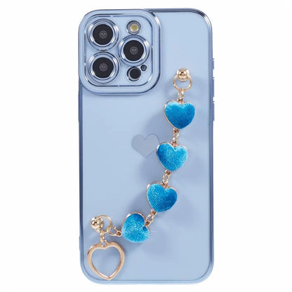 For iPhone 15 Pro Max Soft TPU Case Electroplating Slim Phone Cover with Strap