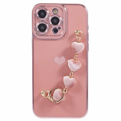For iPhone 15 Pro Max Soft TPU Case Electroplating Slim Phone Cover with Strap