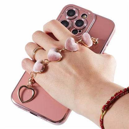 For iPhone 15 Pro Max Soft TPU Case Electroplating Slim Phone Cover with Strap