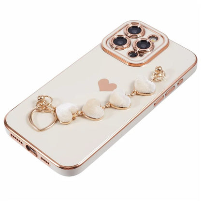 For iPhone 15 Pro Max Soft TPU Case Electroplating Slim Phone Cover with Strap