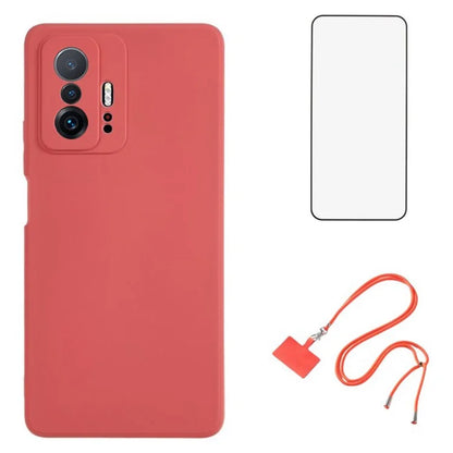 WANLONFENG RB1 Series For Xiaomi 11T 5G / 11T Pro 5G TPU Case with Screen Protector+Lanyard