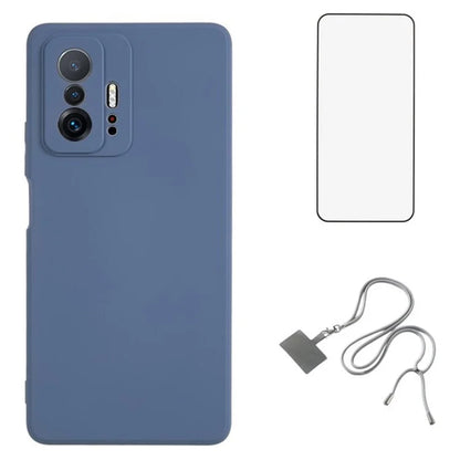 WANLONFENG RB1 Series For Xiaomi 11T 5G / 11T Pro 5G TPU Case with Screen Protector+Lanyard