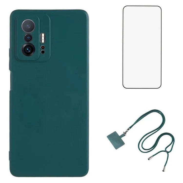 WANLONFENG RB1 Series For Xiaomi 11T 5G / 11T Pro 5G TPU Case with Screen Protector+Lanyard