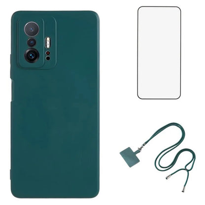 WANLONFENG RB1 Series For Xiaomi 11T 5G / 11T Pro 5G TPU Case with Screen Protector+Lanyard