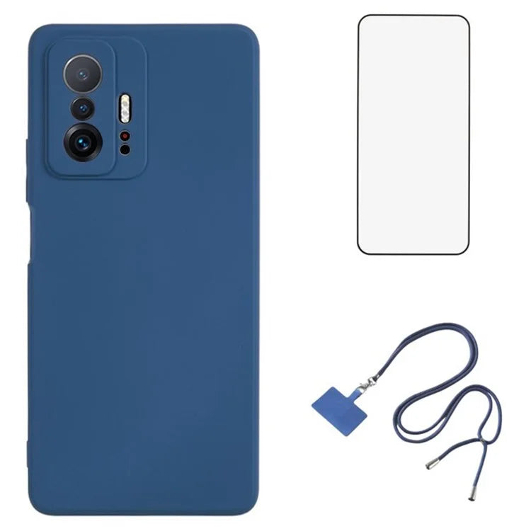 WANLONFENG RB1 Series For Xiaomi 11T 5G / 11T Pro 5G TPU Case with Screen Protector+Lanyard