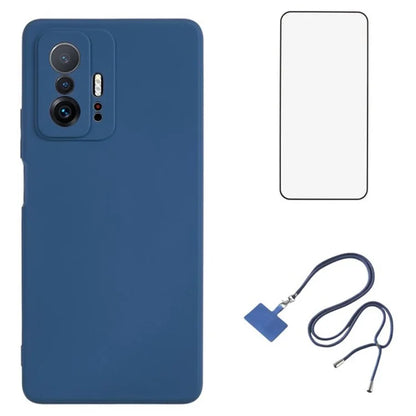 WANLONFENG RB1 Series For Xiaomi 11T 5G / 11T Pro 5G TPU Case with Screen Protector+Lanyard