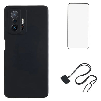 WANLONFENG RB1 Series For Xiaomi 11T 5G / 11T Pro 5G TPU Case with Screen Protector+Lanyard
