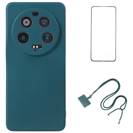 WANLONFENG RB1 Series For Xiaomi 13 Ultra Case Phone TPU Cover with Tempered Glass Film+Lanyard