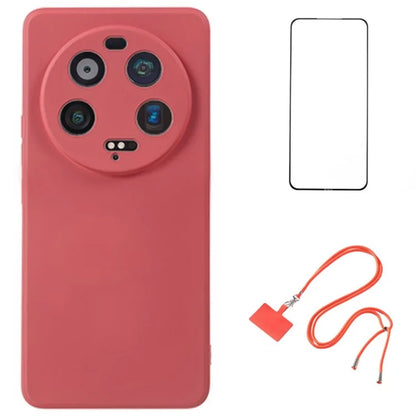 WANLONFENG RB1 Series For Xiaomi 13 Ultra Case Phone TPU Cover with Tempered Glass Film+Lanyard