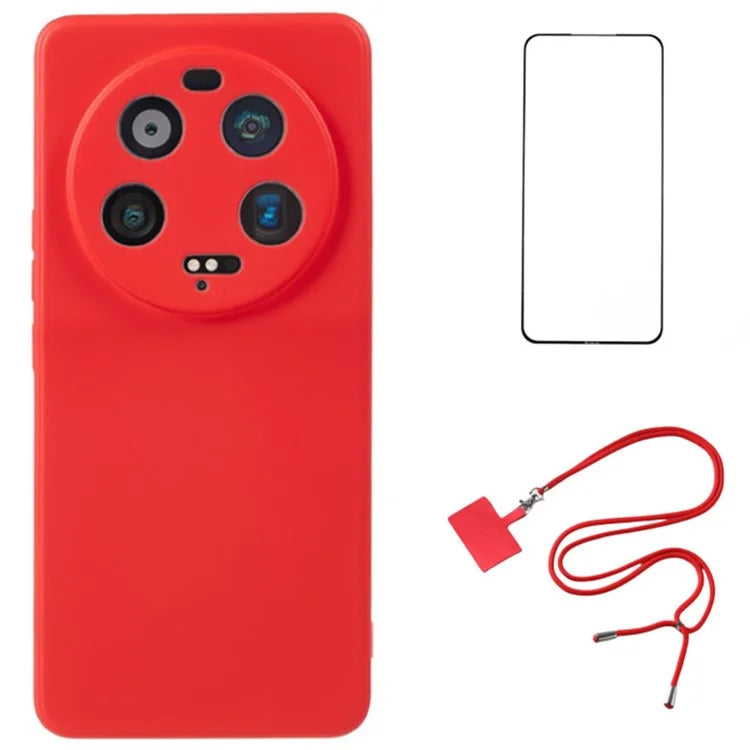 WANLONFENG RB1 Series For Xiaomi 13 Ultra Case Phone TPU Cover with Tempered Glass Film+Lanyard
