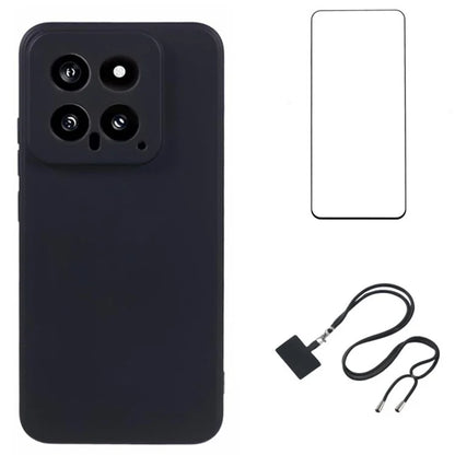 WANLONFENG RB1 Series For Xiaomi 14 Case Soft Liner TPU Phone Cover with Screen Protector+Lanyard