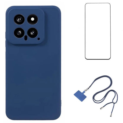 WANLONFENG RB1 Series For Xiaomi 14 Case Soft Liner TPU Phone Cover with Screen Protector+Lanyard