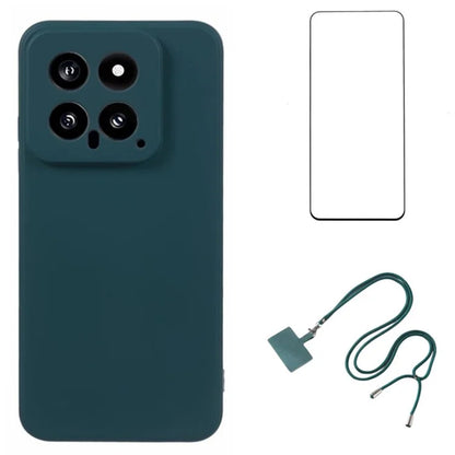 WANLONFENG RB1 Series For Xiaomi 14 Case Soft Liner TPU Phone Cover with Screen Protector+Lanyard