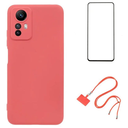 WANLONFENG RB1 Series For Xiaomi Redmi Note 12S 4G Case TPU Phone Cover with Screen Protector+Lanyard