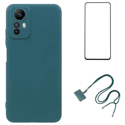 WANLONFENG RB1 Series For Xiaomi Redmi Note 12S 4G Case TPU Phone Cover with Screen Protector+Lanyard