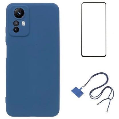 WANLONFENG RB1 Series For Xiaomi Redmi Note 12S 4G Case TPU Phone Cover with Screen Protector+Lanyard