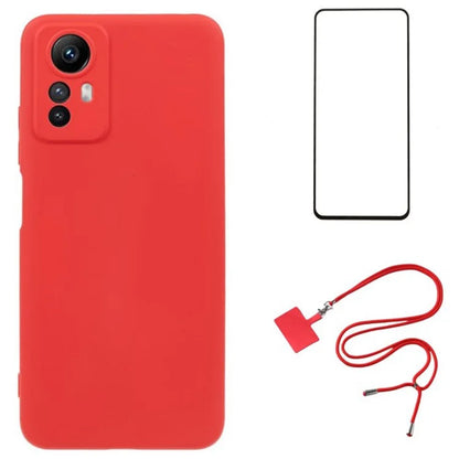 WANLONFENG RB1 Series For Xiaomi Redmi Note 12S 4G Case TPU Phone Cover with Screen Protector+Lanyard