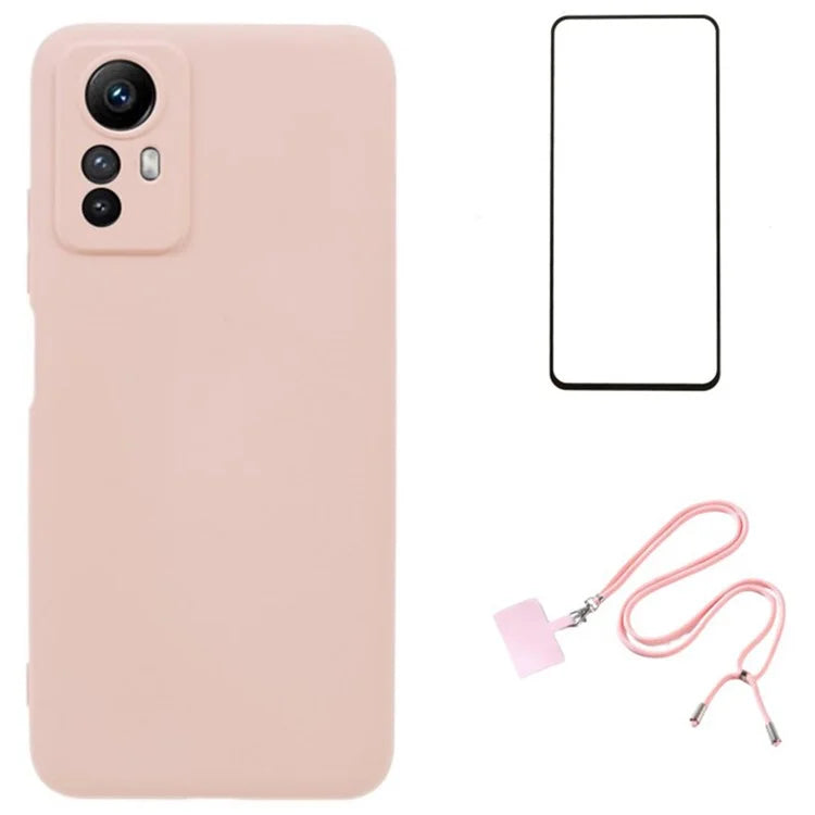 WANLONFENG RB1 Series For Xiaomi Redmi Note 12S 4G Case TPU Phone Cover with Screen Protector+Lanyard
