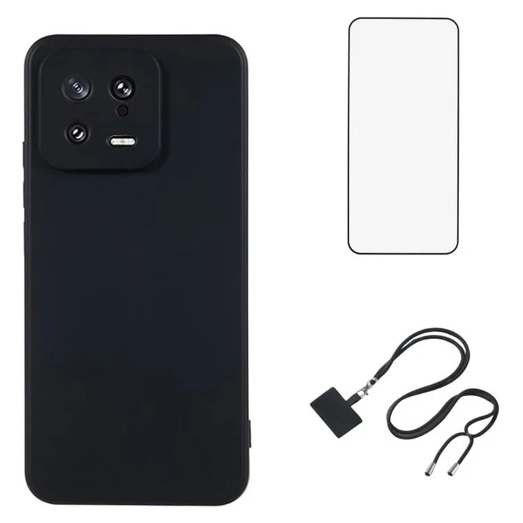 WANLONFENG RB1 Series For Xiaomi 13 Case Soft TPU Phone Cover with Screen Film, Strap