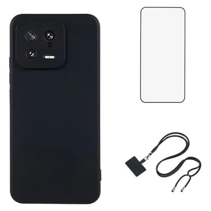 WANLONFENG RB1 Series For Xiaomi 13 Case Soft TPU Phone Cover with Screen Film, Strap